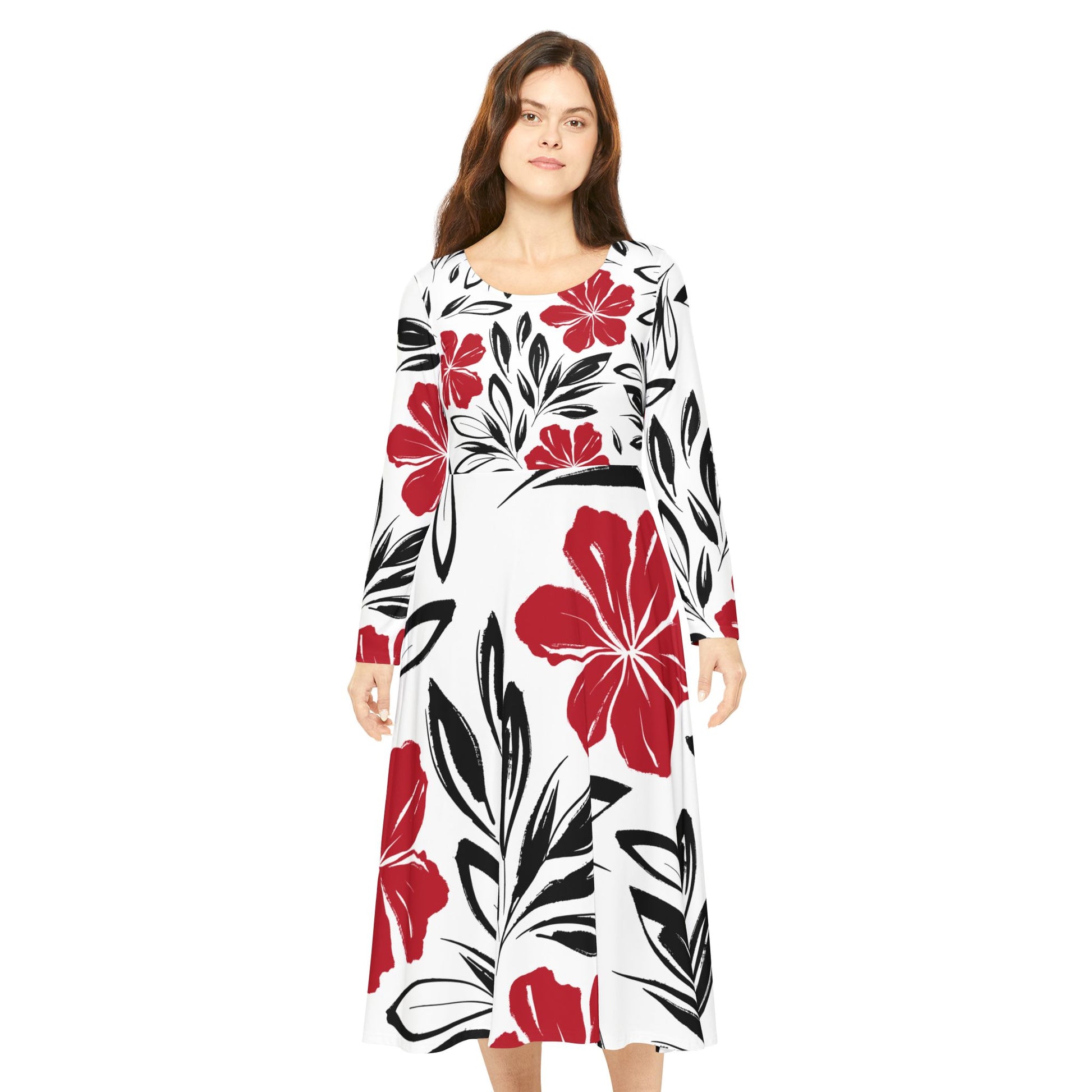 Floral Long Sleeve Dance Dress
