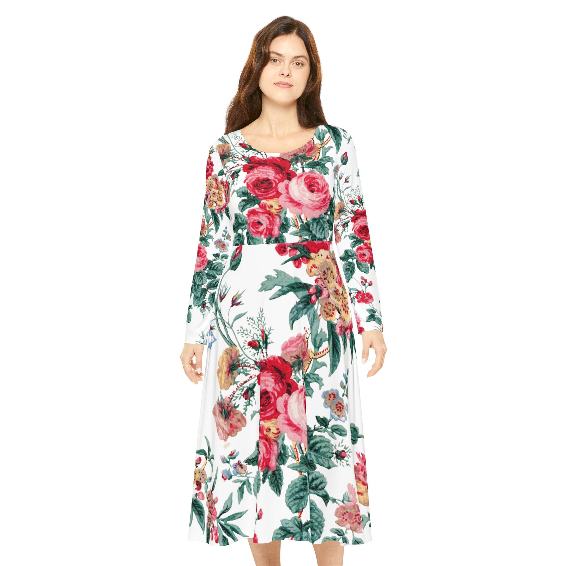 Elegant Floral Long Sleeve Dance Dress for Women
