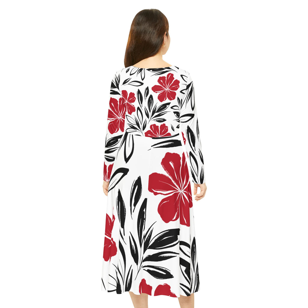 Floral Long Sleeve Dance Dress