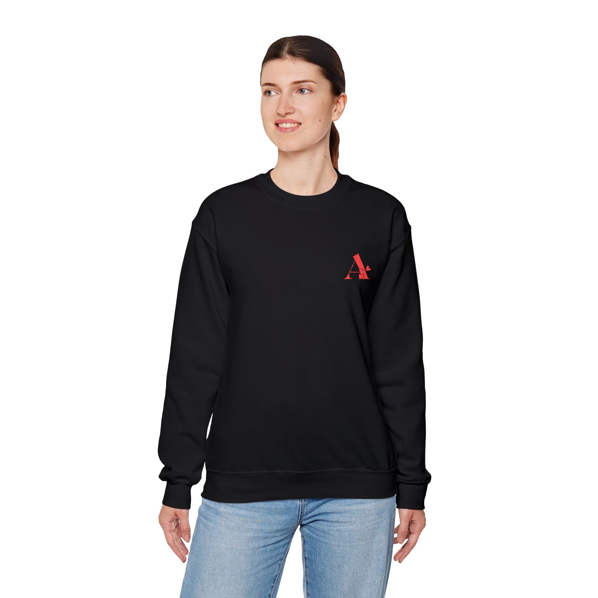 Casual Unisex Crewneck Sweatshirt with Chic Red 'A+' Design