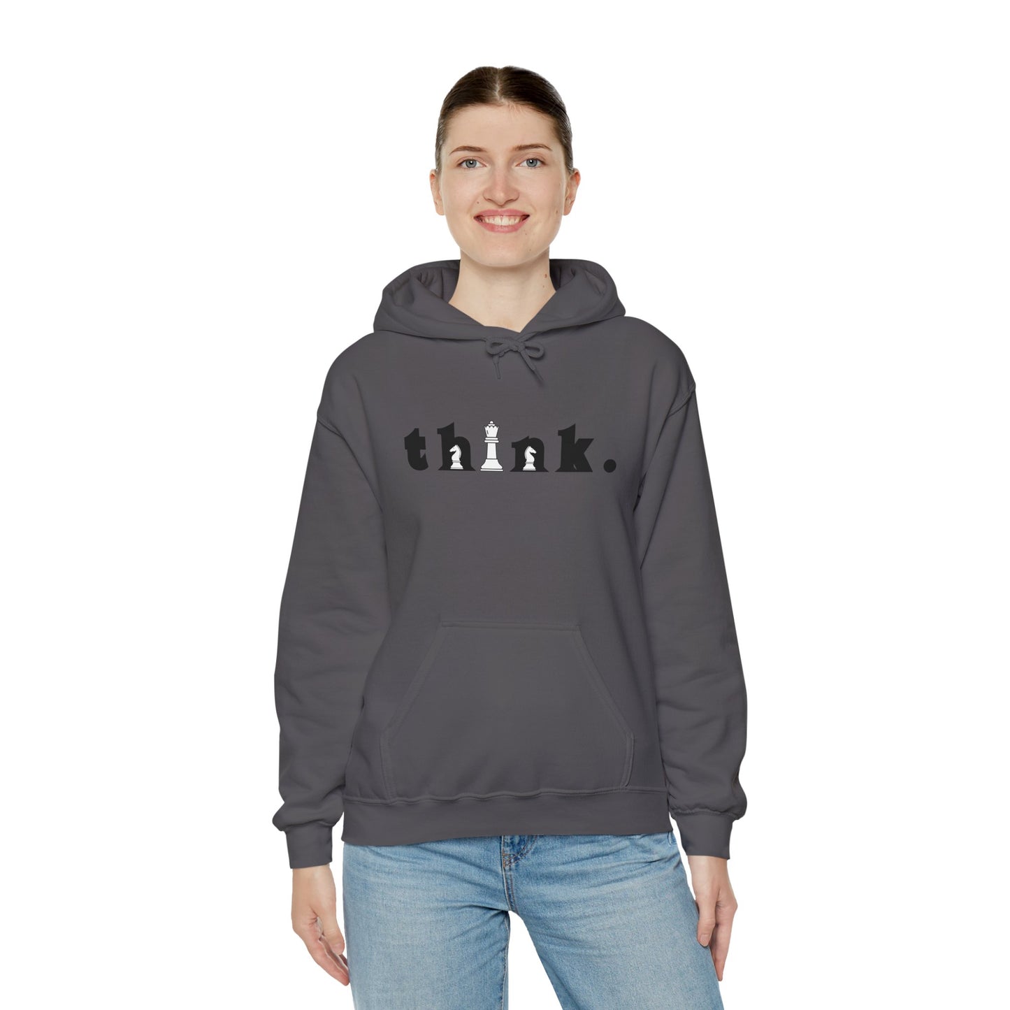 Think. Unisex Heavy Blend™ Hoodie - Inspirational Chess Design