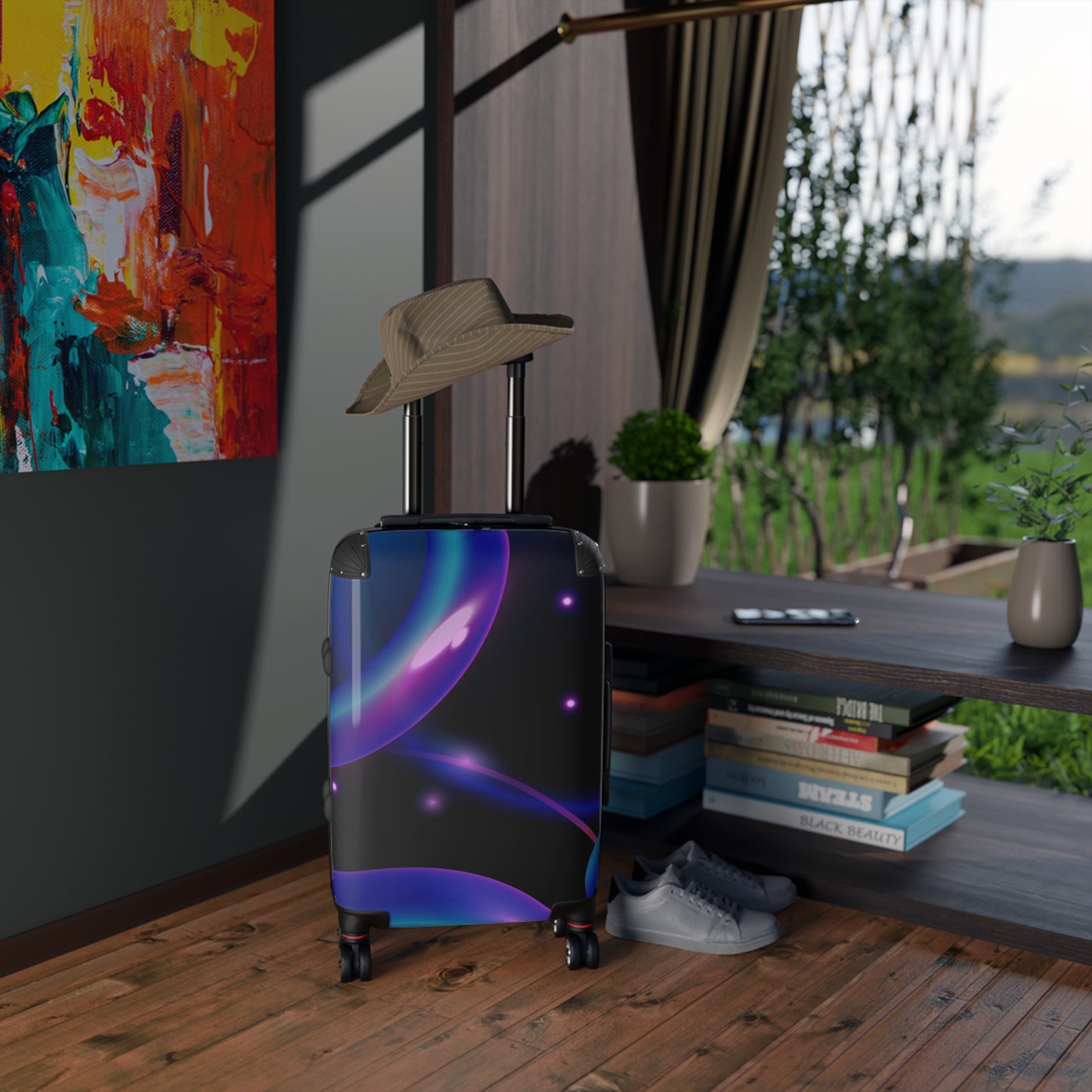 Vibrant Abstract Design Suitcase - Eye-Catching Luggage for Travel Enthusiasts