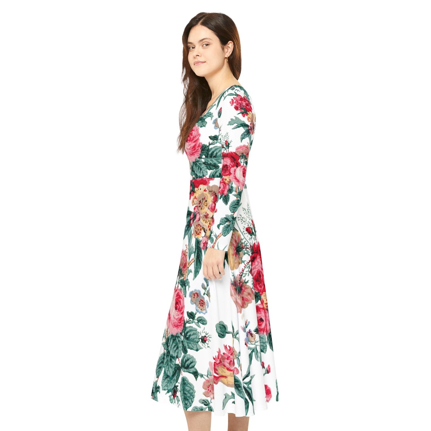 Elegant Floral Long Sleeve Dance Dress for Women - Perfect for Spring Celebrations