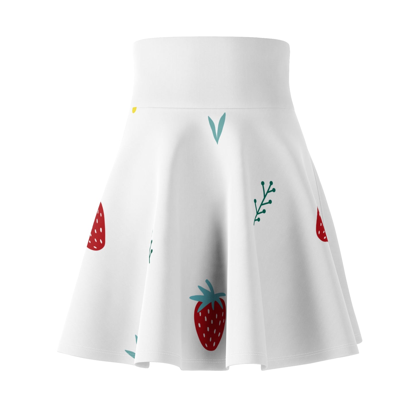 Cute Strawberry Print Women's Skater Skirt - Summer Vibes, Perfect for Casual Outings and Festivals