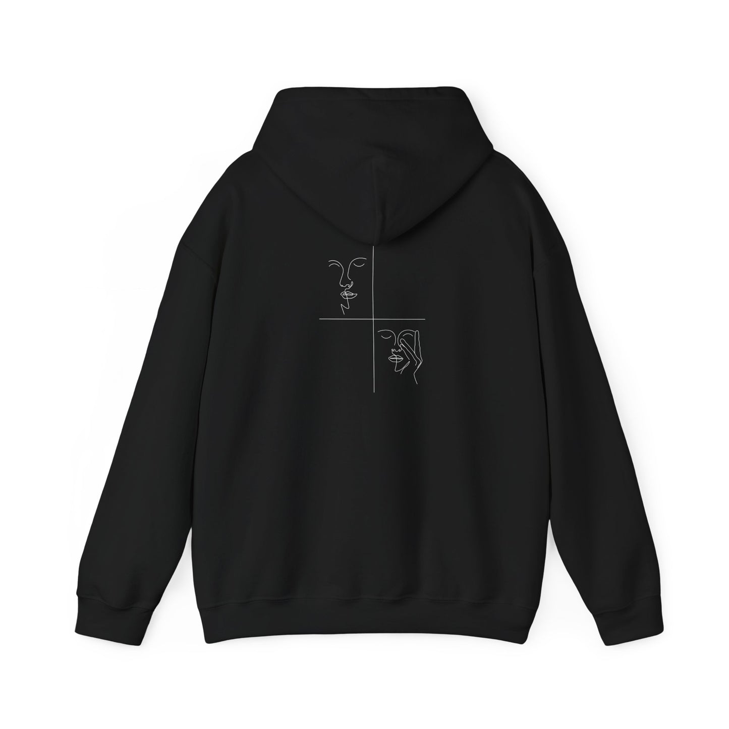 Artistic Unisex Hooded Sweatshirt with Minimalist Face Design