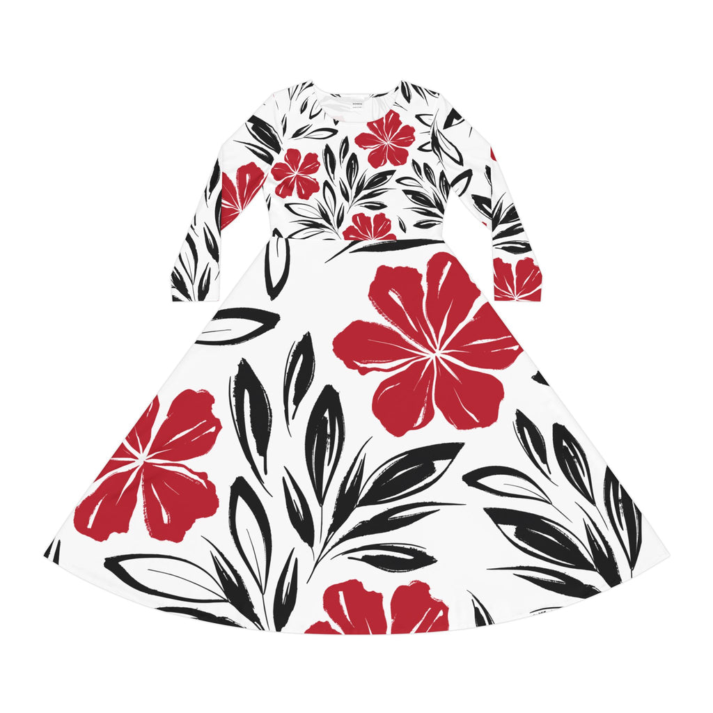 Floral Long Sleeve Dance Dress
