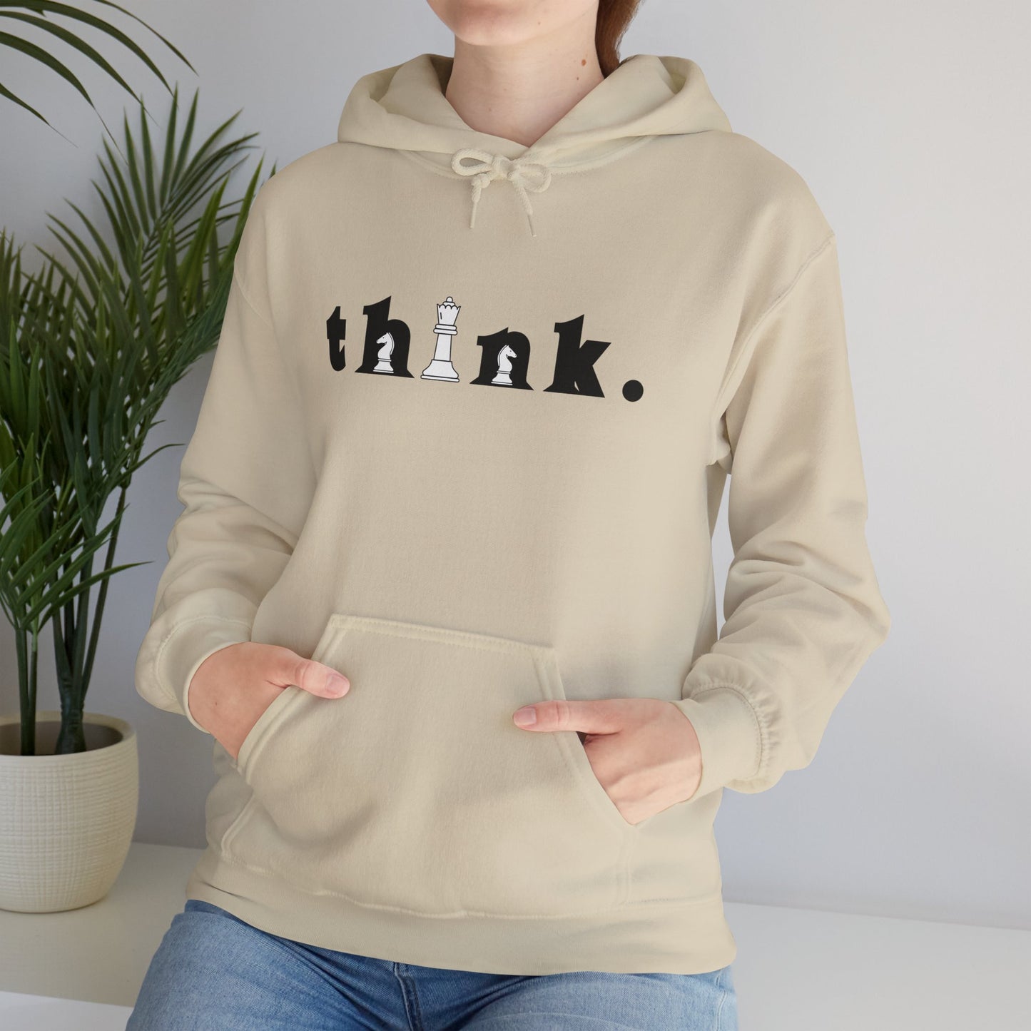 Think. Unisex Heavy Blend™ Hoodie - Inspirational Chess Design