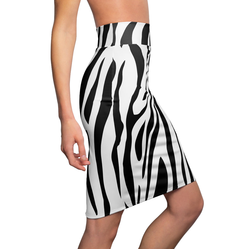 Chic Black and White Zebra Print Women's Pencil Skirt