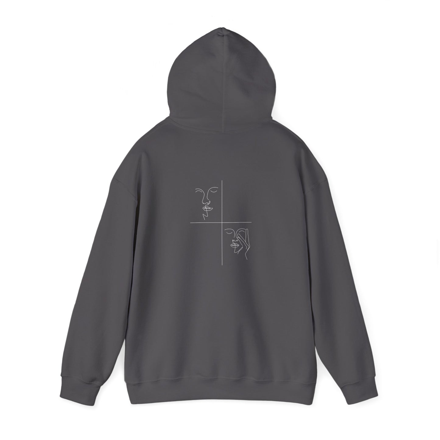 Artistic Unisex Hooded Sweatshirt with Minimalist Face Design