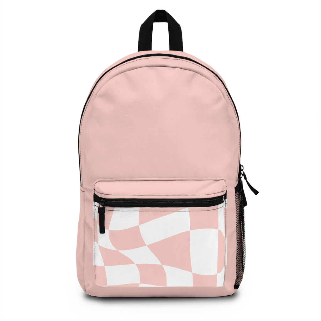Stylish Pink Backpack with Modern Geometric Design