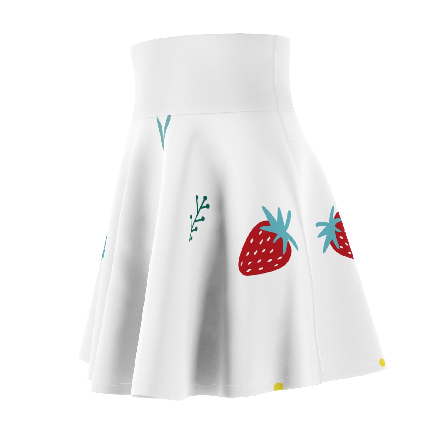 Cute Strawberry Print Women's Skater Skirt - Summer Vibes, Perfect for Casual Outings and Festivals