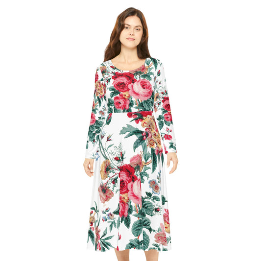 Elegant Floral Long Sleeve Dance Dress for Women - Perfect for Spring Celebrations