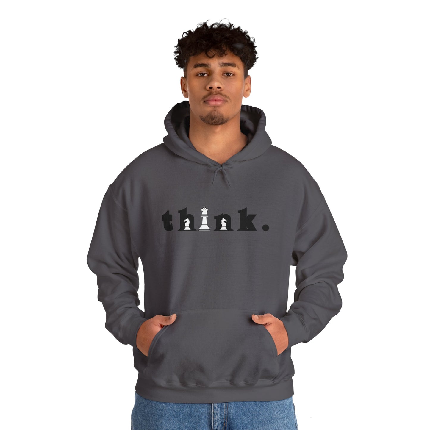 Think. Unisex Heavy Blend™ Hoodie - Inspirational Chess Design