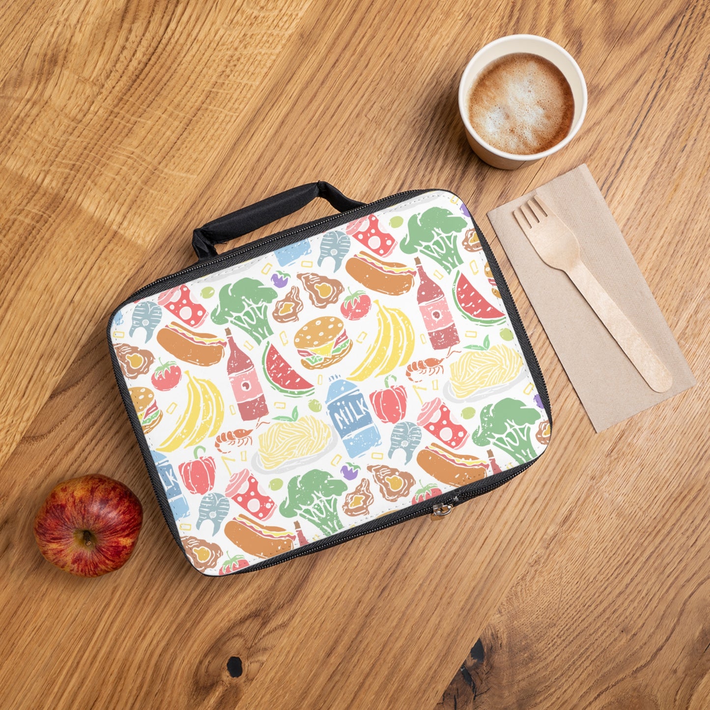 Colorful Food-Themed Lunch Bag for Kids and Adults - Insulated and Fun