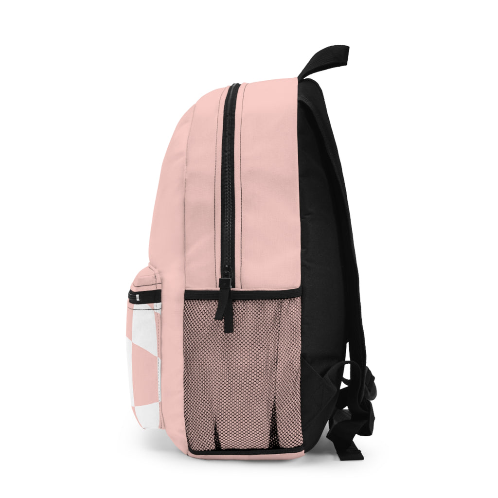 Stylish Pink Backpack with Modern Geometric Design