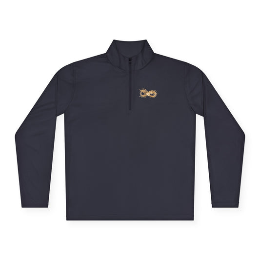 Unisex Quarter-Zip Pullover with Gold Infinity Design - Comfortable and Stylish Sportswear for Everyday Wear