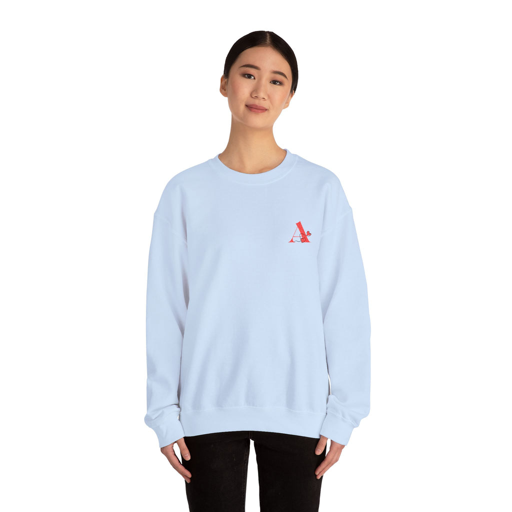 Casual Unisex Crewneck Sweatshirt with Chic Red 'A+' Design