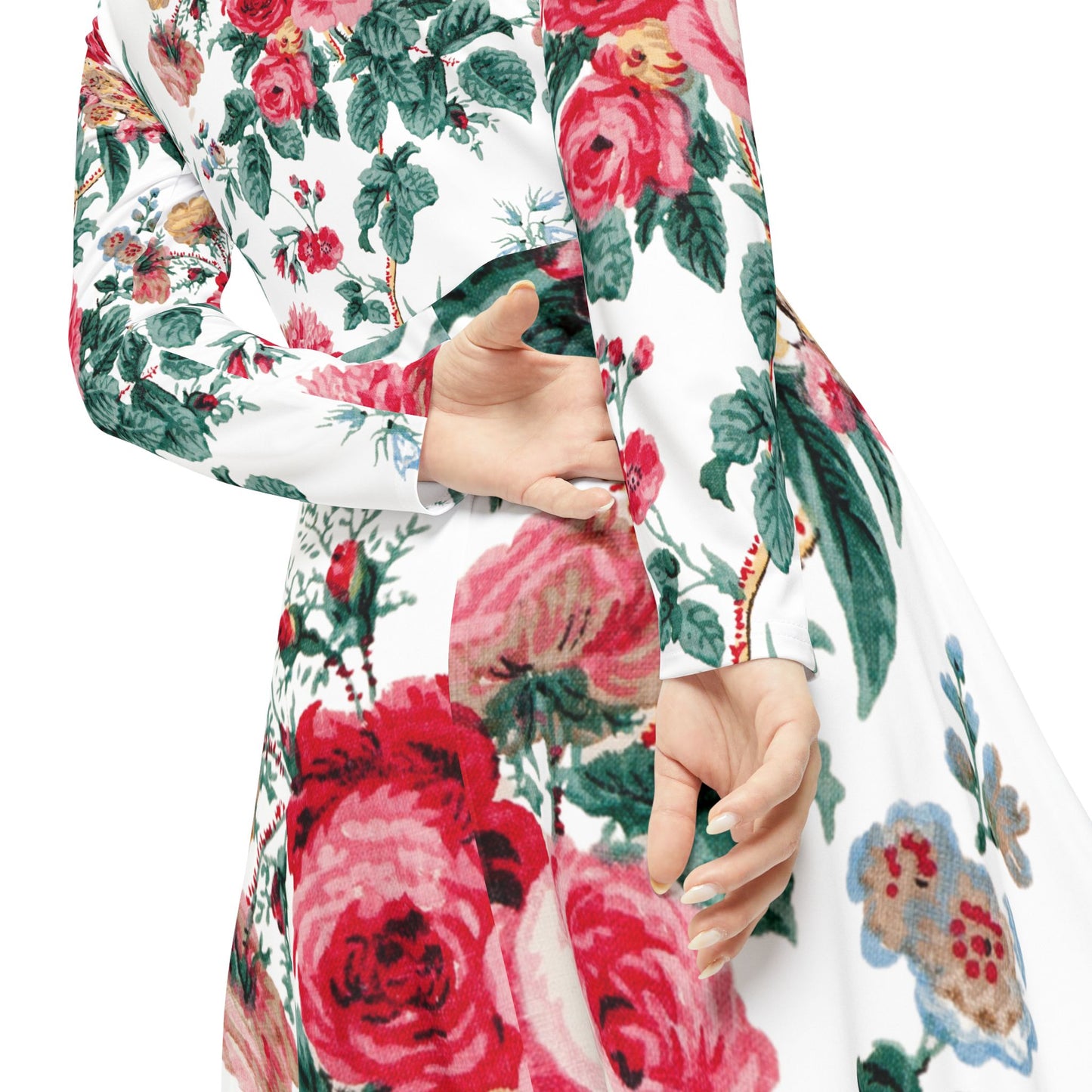 Elegant Floral Long Sleeve Dance Dress for Women - Perfect for Spring Celebrations