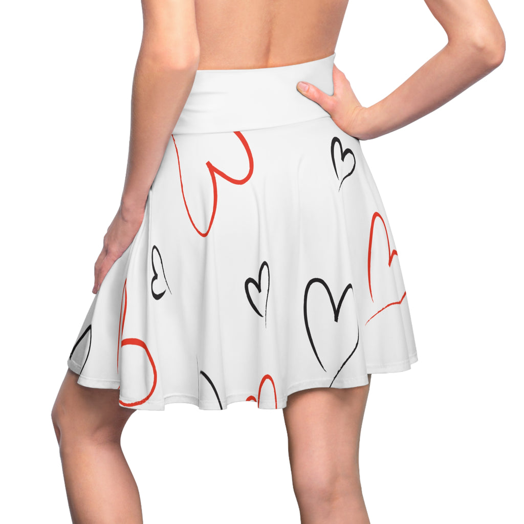 Whimsical Heart Print Women's Skater Skirt