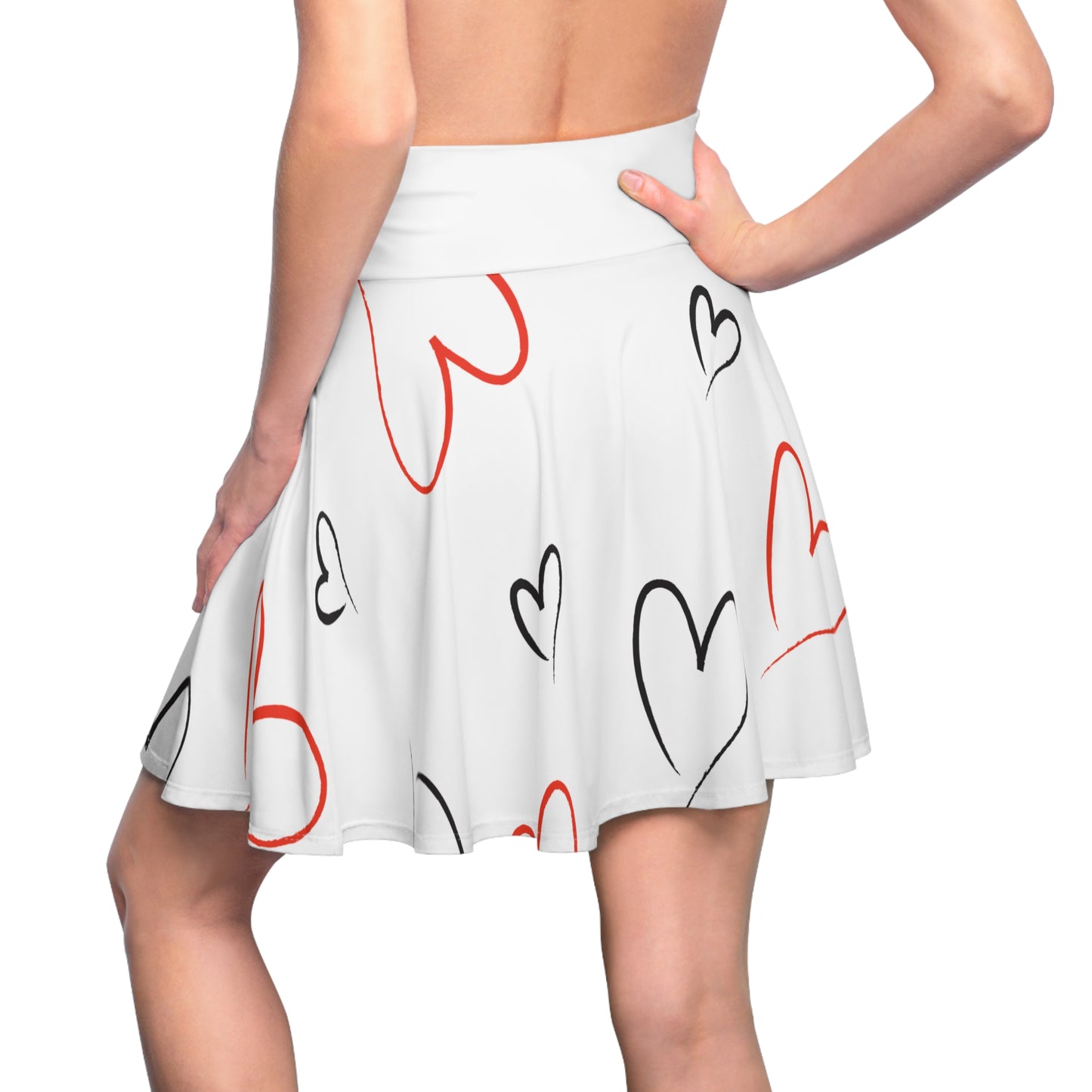 Whimsical Heart Print Women's Skater Skirt – Perfect for Valentine's Day and Casual Outings