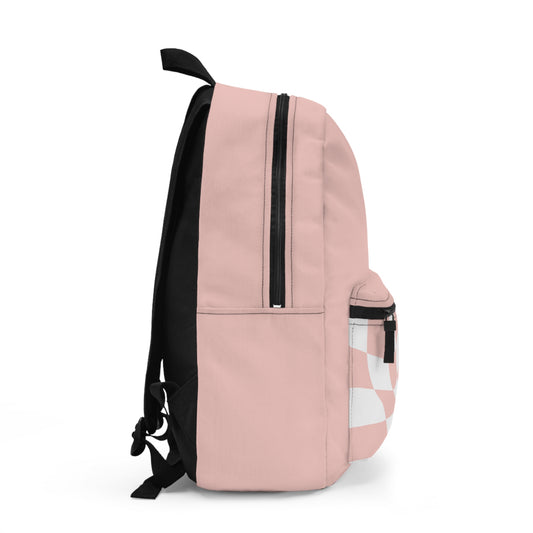 Stylish Pink Backpack with Modern Geometric Design