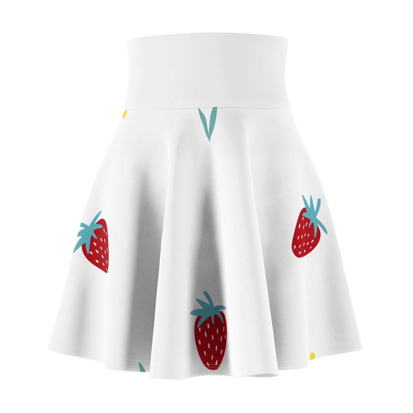 Cute Strawberry Print Women's Skater Skirt - Summer Vibes, Perfect for Casual Outings and Festivals