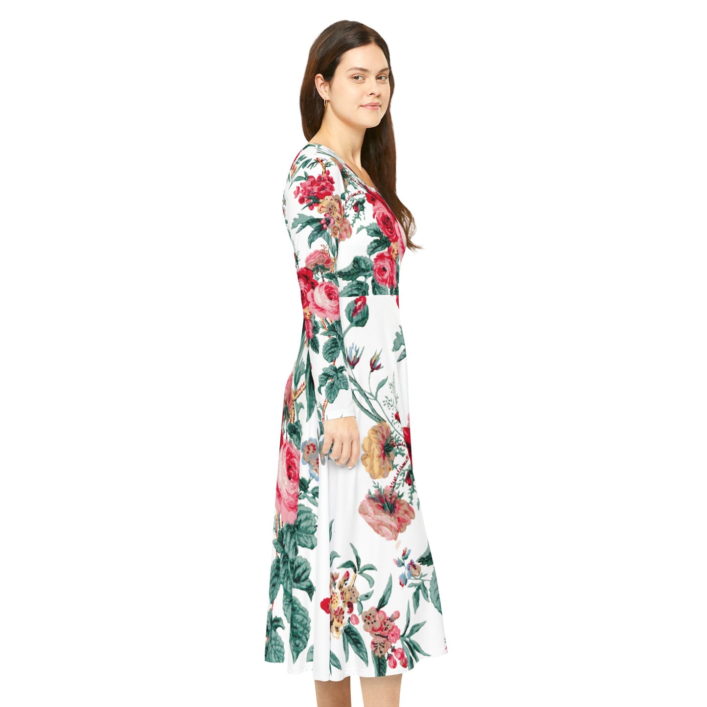 Elegant Floral Long Sleeve Dance Dress for Women - Perfect for Spring Celebrations