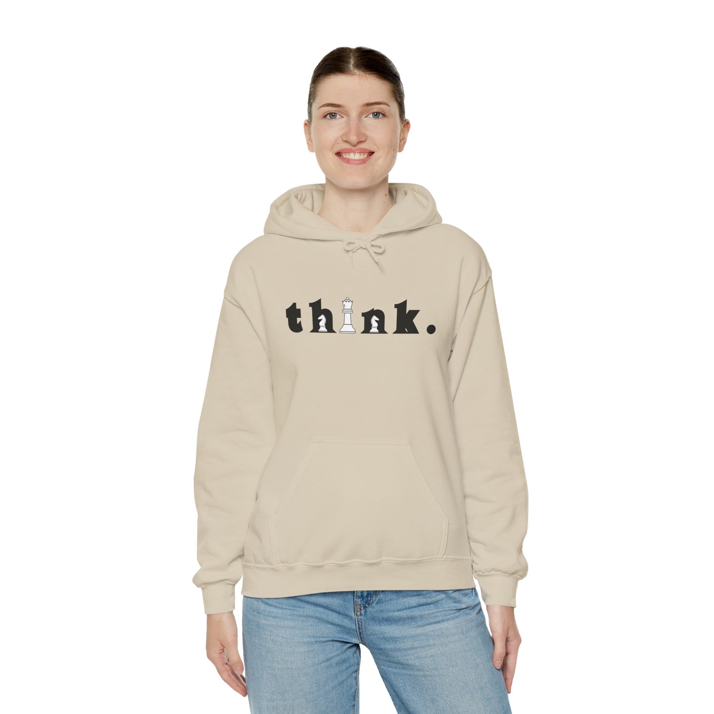 Think. Unisex Heavy Blend™ Hoodie - Inspirational Chess Design