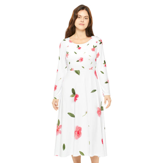 Floral Women&#039;s Long Sleeve Dance Dress - Elegant Spring Style for Special Occasions