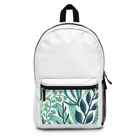 Tropical Botanical Print Backpack - Stylish Travel Companion with Vibrant Greenery Design