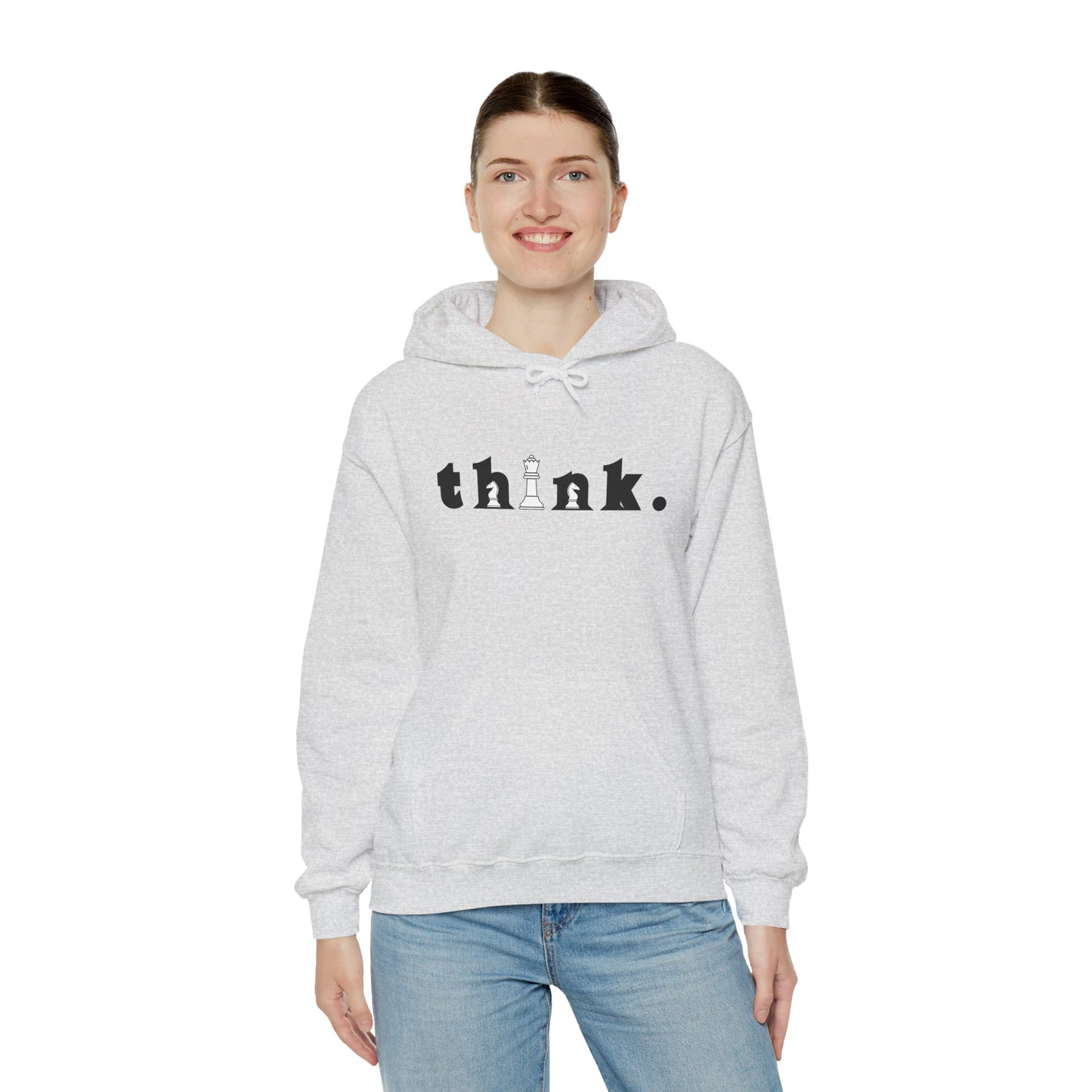 Think. Unisex Heavy Blend™ Hoodie - Inspirational Chess Design