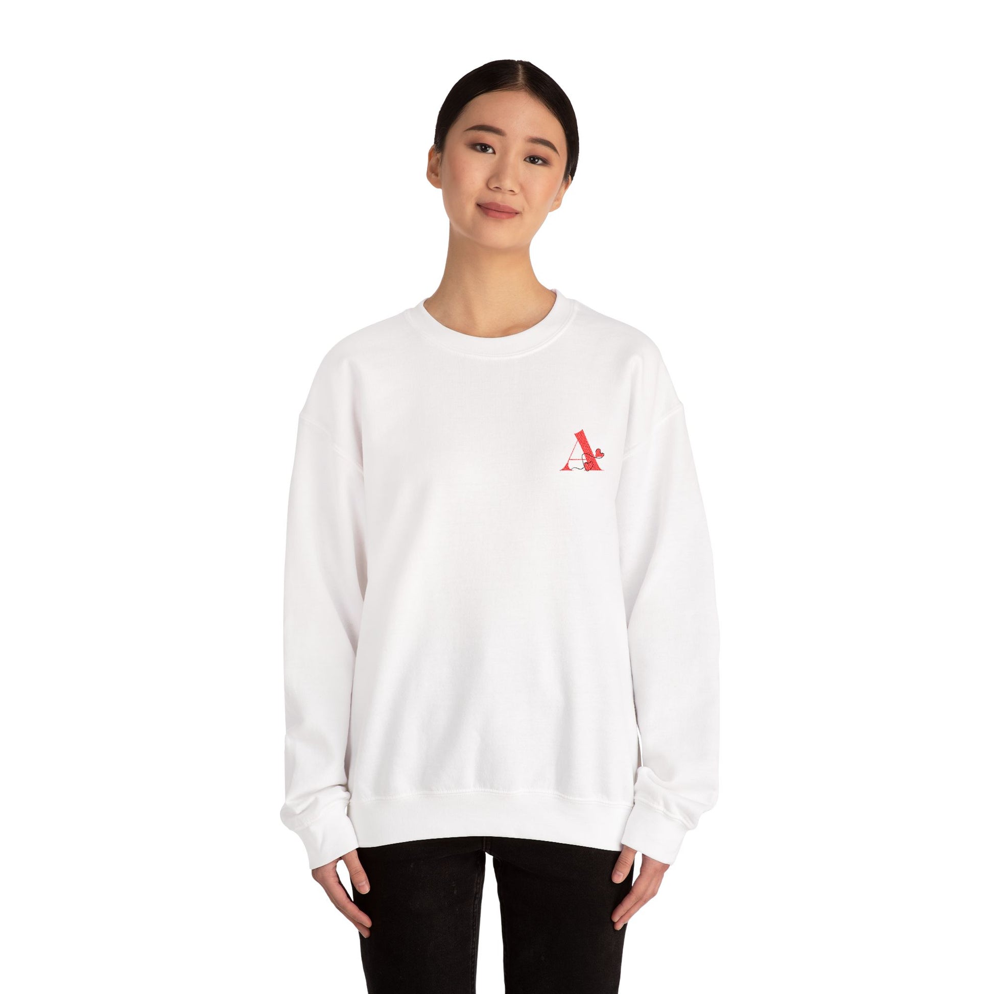 Casual Unisex Crewneck Sweatshirt with Chic Red 'A+' Design