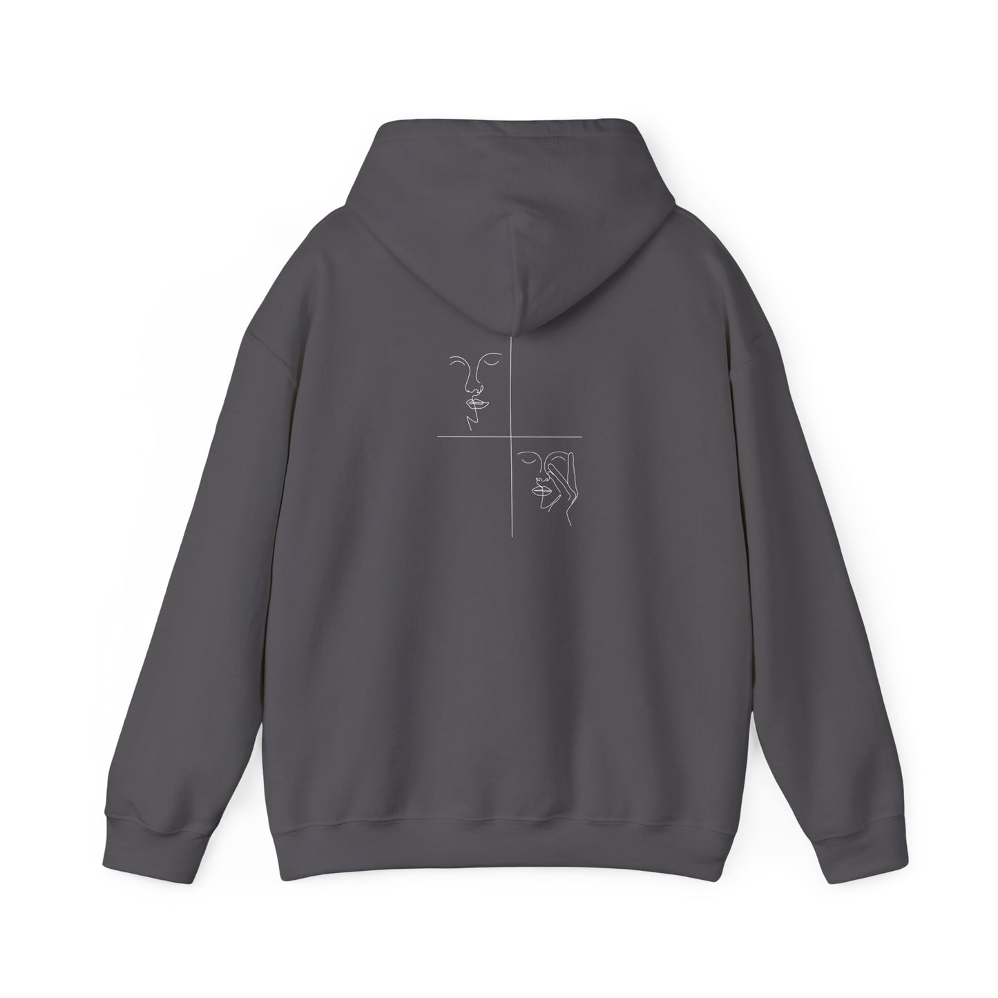 Artistic Unisex Hooded Sweatshirt with Minimalist Face Design